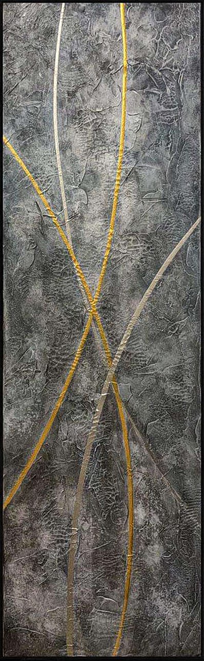 tableau d'une des peintures abstraites modernes uniques et originales peinte au couteau d'inspiration alchimique de Julien Guénard à Givry en Bourgogne.