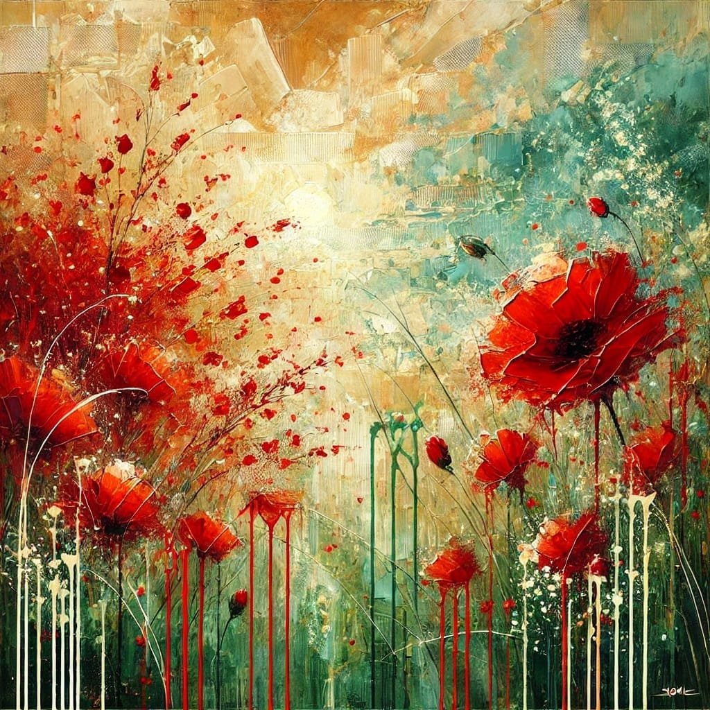 création par intelligence artificielle d'une peinture abstraite contemporaine.