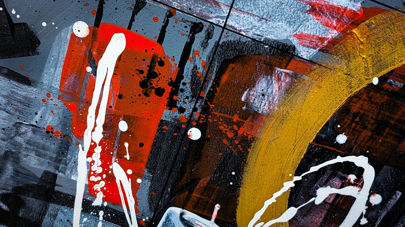 zoom sur les détails d'un tableau abstrait au couteau peinture contemporaine originale fait main de julien Guénard, artiste à Givry.