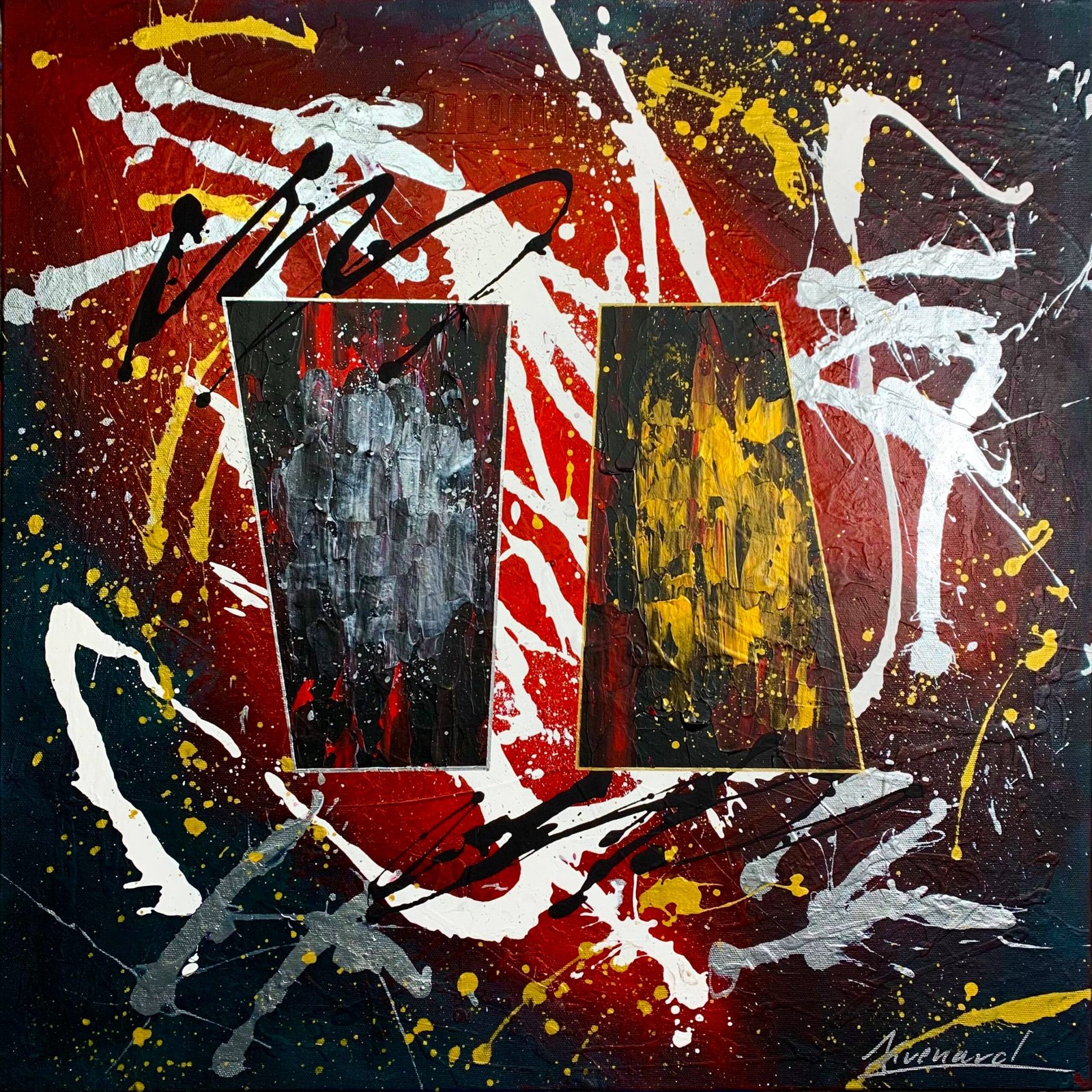 Leg Relege, tableau abstrait contemporain de Julien Guénard à Givry.