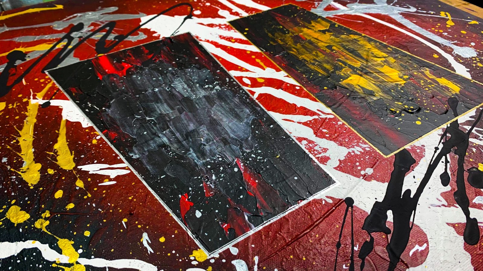 détails d'une peinture abstraite moderne unique et originale de julien Guénard, en Bourgogne. Art contemporain sur le thème de l'alchimie.