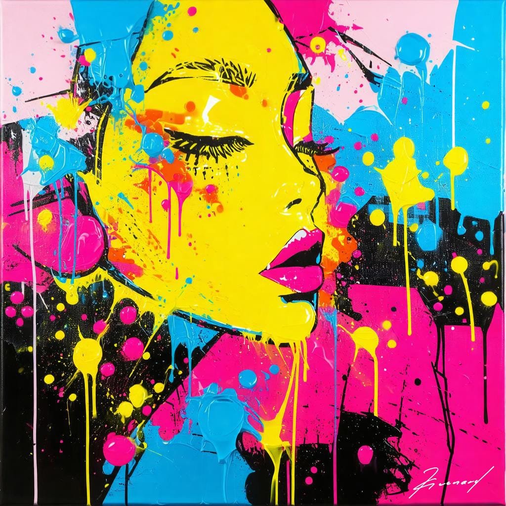 peinture abstraite contemporaine colorée générée par intelligence artificielle.