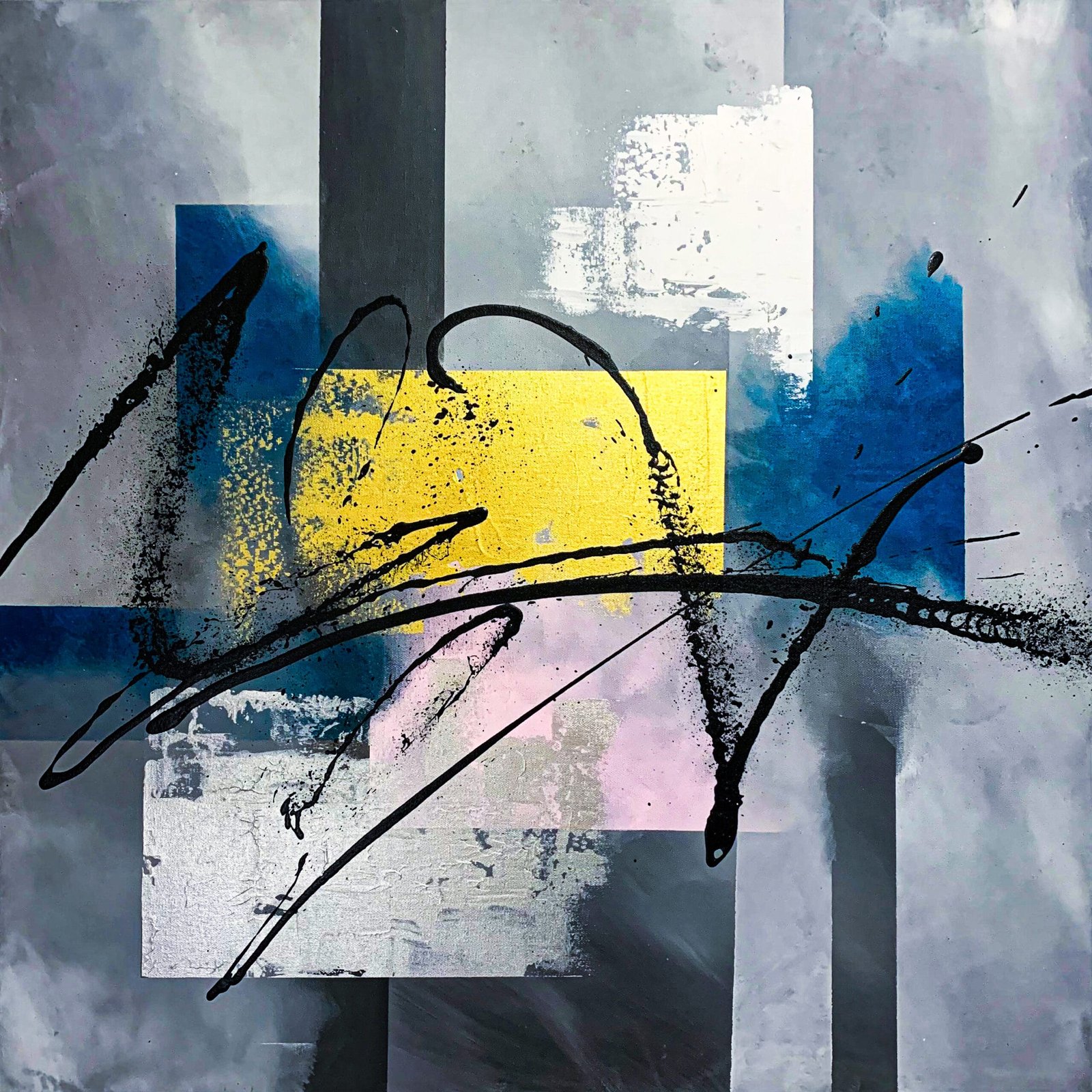 REFLEXION - Peinture abstraite moderne unique et originale de Julien Guénard, Bourgogne.