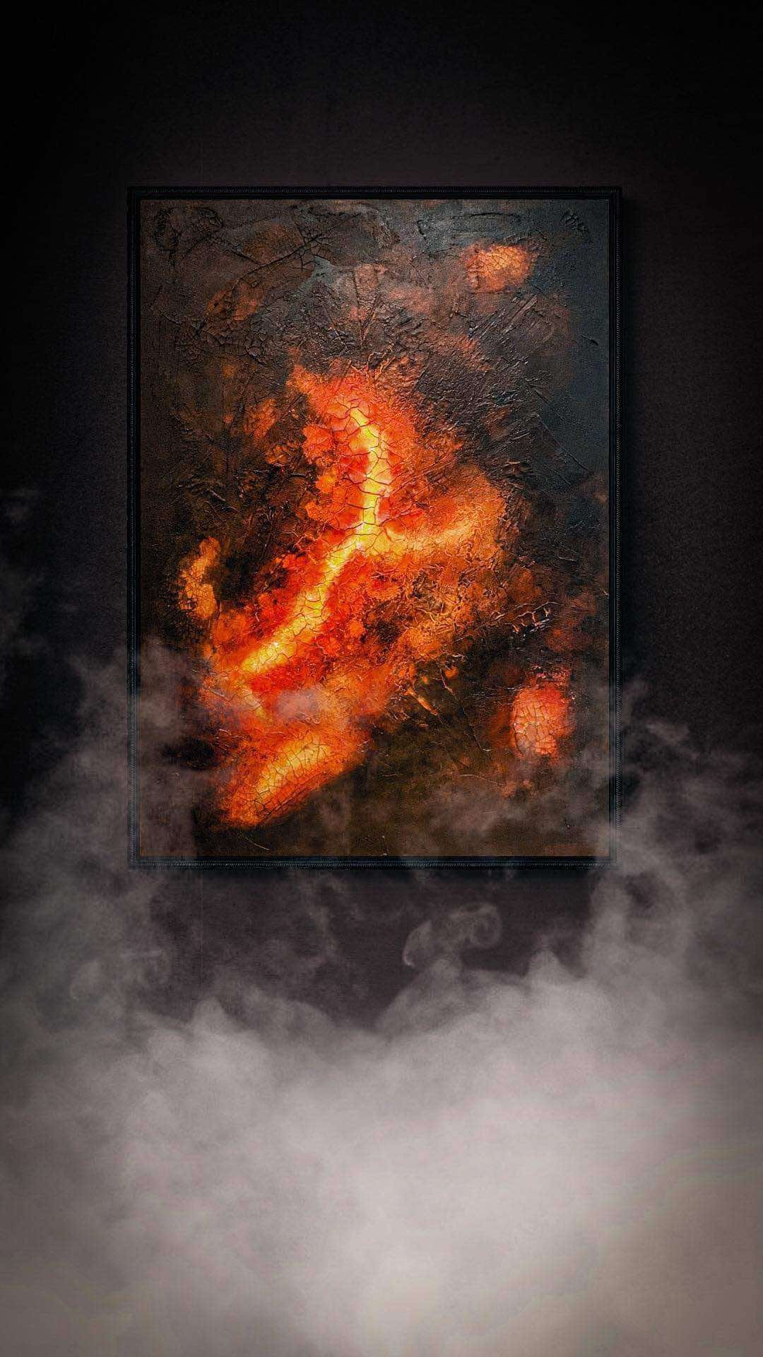 tableau abstrait contemporain d'inspiration alchimique, univers de julien Guénard en Saône et Loire symbolisant la transformation intérieur.