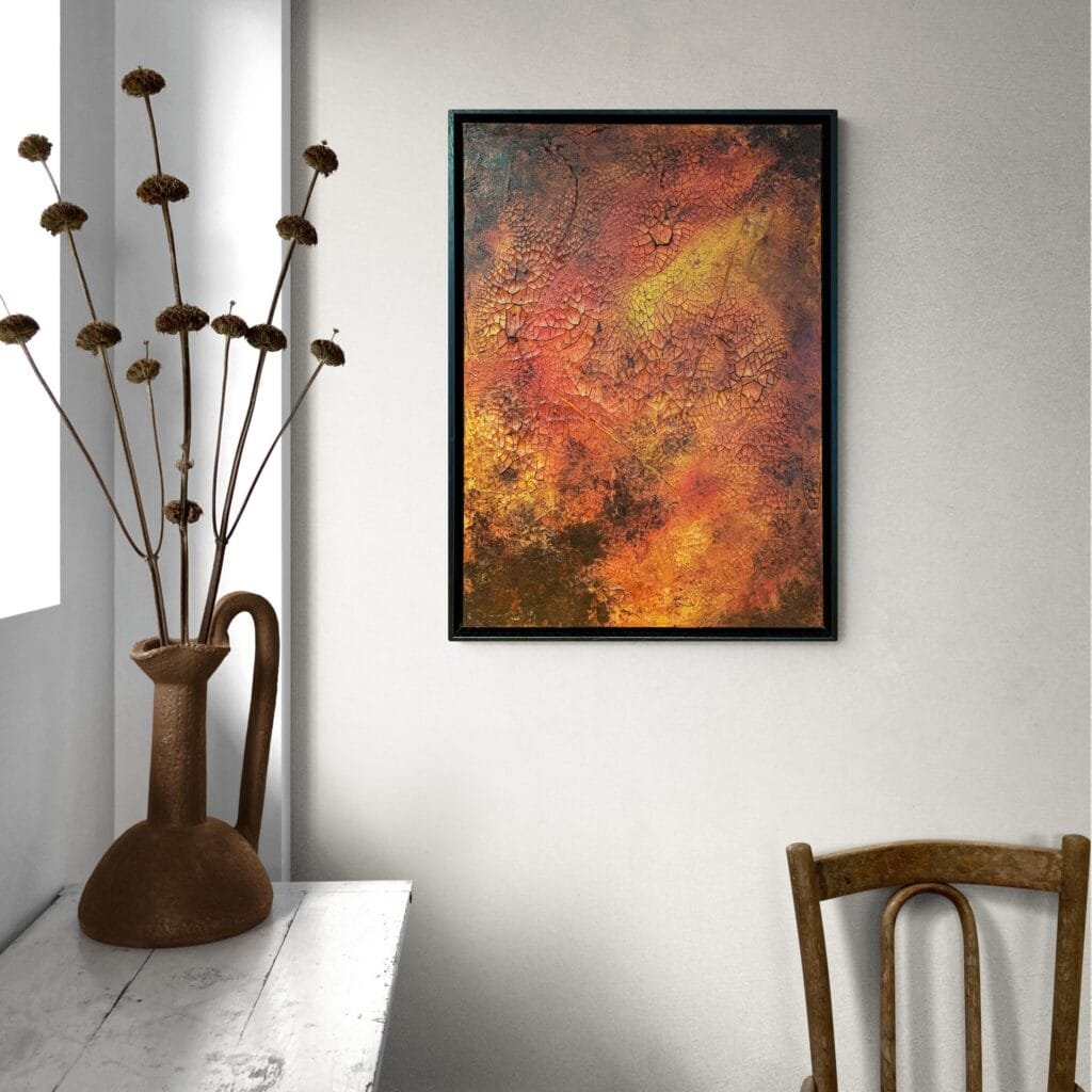 Tableau abstrait contemporain pour décoration murale Œuvres d'art originales abstraite accrochée sur un mur.